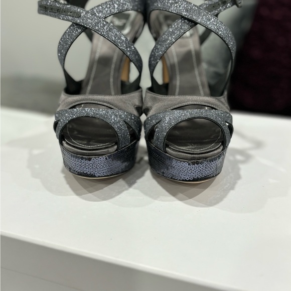Christian Dior silver grey satin/ glitter/sequin heels 38.5 - Picture 9 of 9
